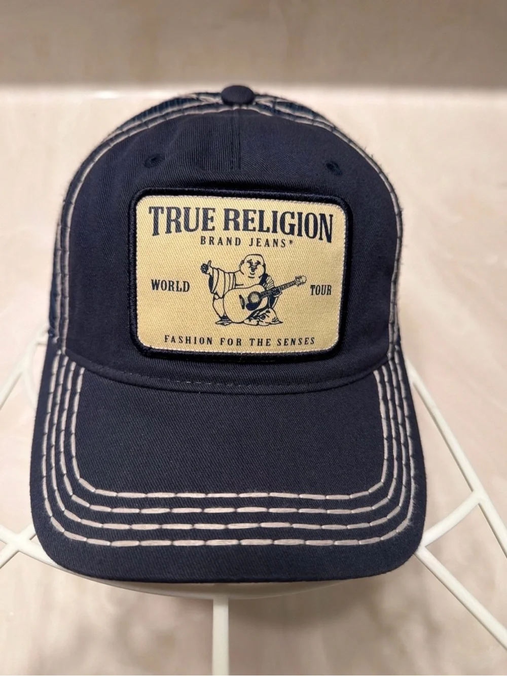 True Religion Navy Blue Patch Logo Baseball Cap